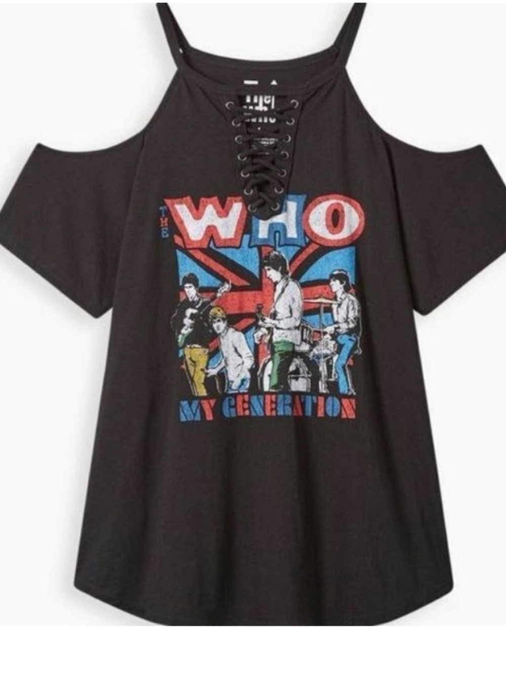 Black Torrid BNWT Size 3 'The Who My Generation' Graphic Cold-Shoulder Tee
